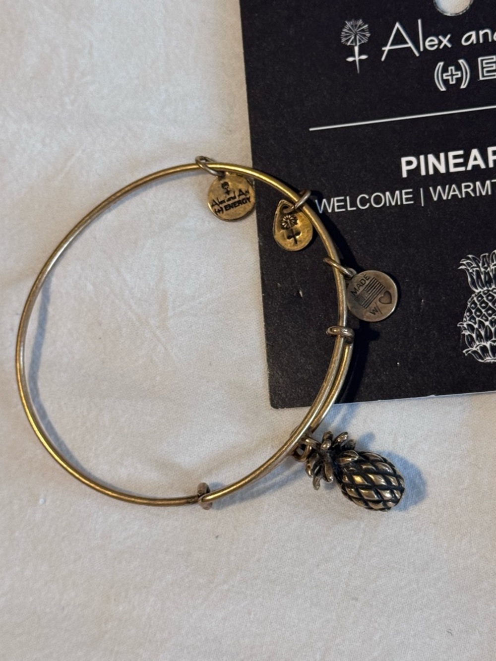 Alex and Ani Gold Pineapple Charm Bangle Bracelet